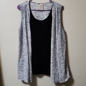 Black and gray "layered" tank top